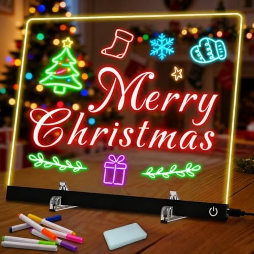 LED Note Board with 6 Colors, 11.8 X 7.9 4 Light Modes & Touch Co...