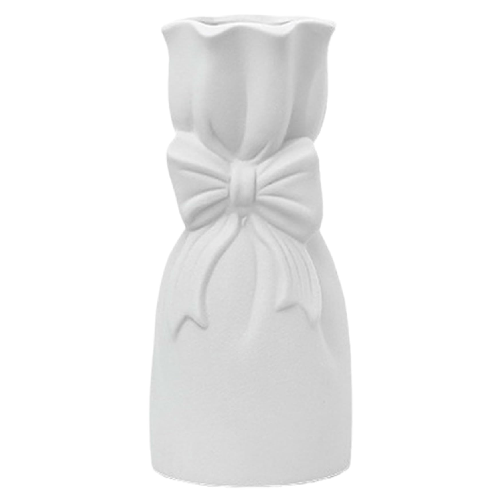Bow Vase Decorative Vases Ceramic Vase Modern White Ceramic Vase Minimalist Cute Decorative Vase Home Hotel Restaurant Flower Vase for Flower Arrangement Water Planting, Type2 3.9x8.7in