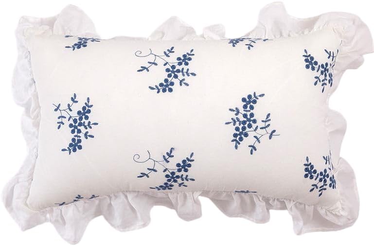 Funda de almohada bordada con volantes blancos de algodón puro, estilo rural, impermeable, fundas decorativas de encaje estándar para sala de estar,