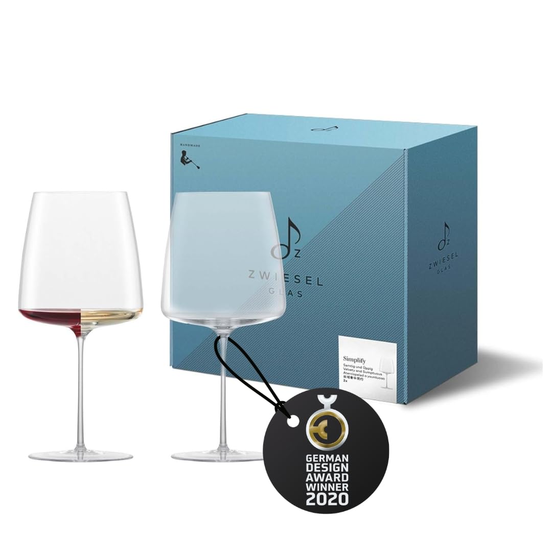 Zwiesel Glas Kieliszki do wina, aksamitne i bujne Simplify (zestaw 2 szt.), ręcznie dmuchane kieliszki do wina, wysokiej jakości kryształowe szklanki Tritan® do wina (nr art. 122056)