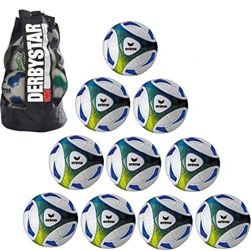 Erima 10x Hybrid Training royal/Lime Größe 5 + 1x Ballsack Ballpaket TOP Preis Teamsport Plum