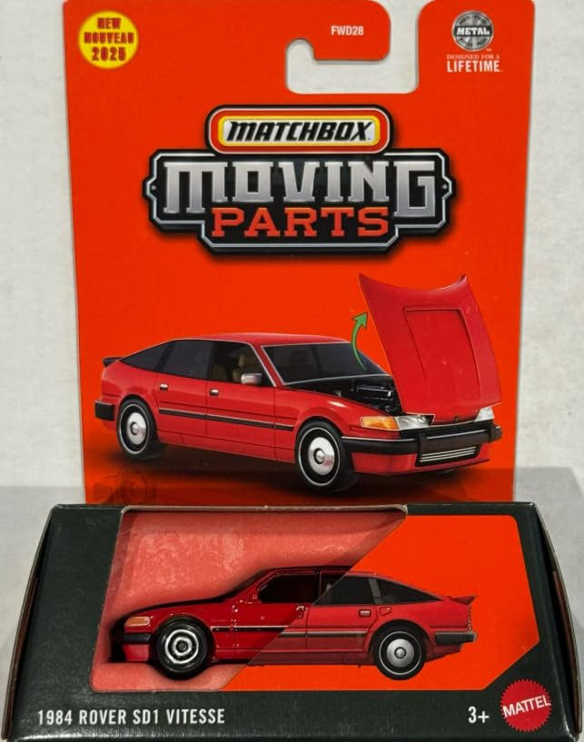 Matchbox Moving Parts 1984 Rover SD1 Vitesse [Red] 36/50, 1:64 Scale Diecast Toy Vehicle