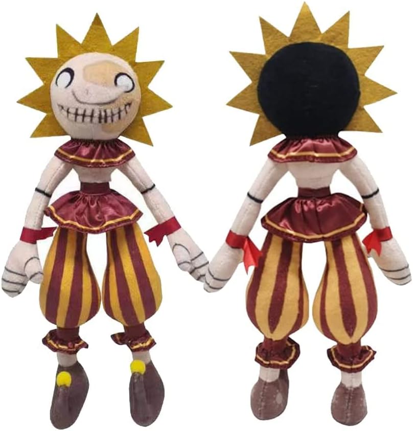 ULTHOOL Sun Moondrop Plush, FNAF Security Breach Clown Figure, 2Pcs 11in Sundrop Moondrop Plushies Toy for Kids and Game Fans Gift (Sun&Moon Clown 2pcs)