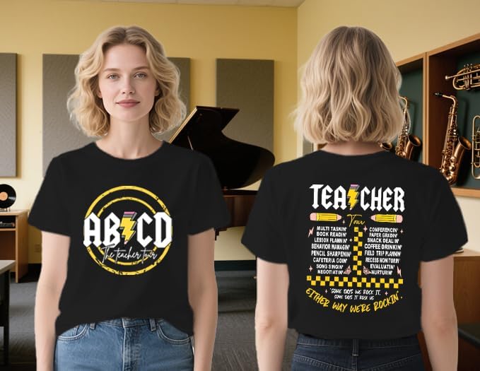 Teacher Shirts for Women Funny ABCD Teacher Tour T-Shirt Casual Back to School Teach Tee Tops - Image 2