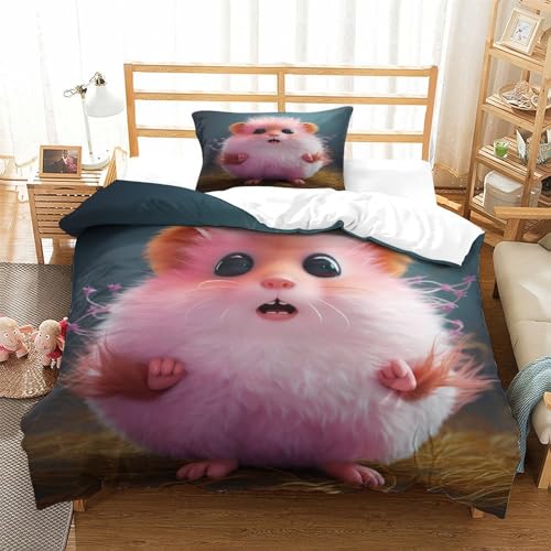 Housse de couette hamster 135x200 cm avec taies d'oreiller en microfibre douce