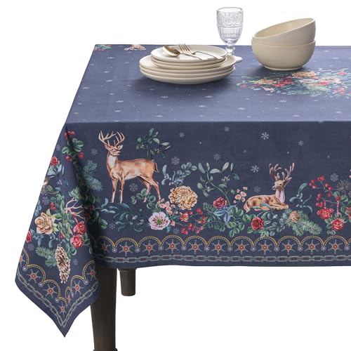Maison d' Hermine Table Cloth Rectangle Table 100% Cotton 54 x 72 Inches Tablecloth Reusable Decorative Everyday Use for Dining Room, Farmhouse, Home, Party, Festive & Wedding - Christmas Joy