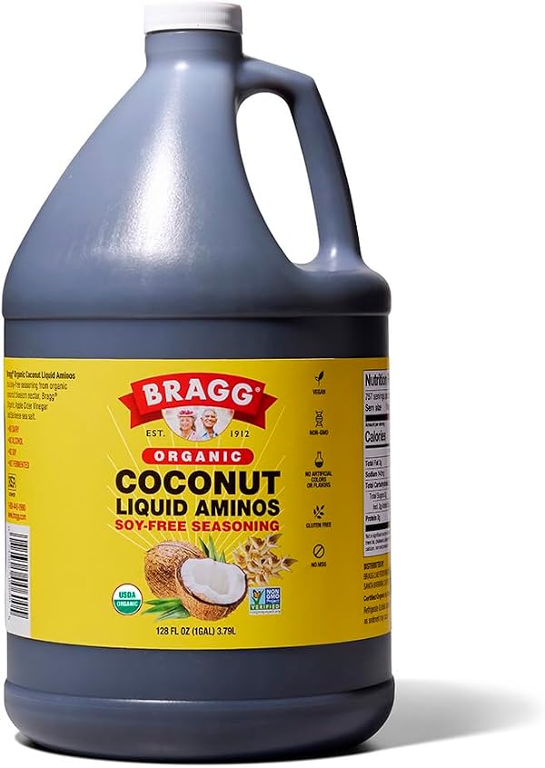 Bragg Organic Coconut Liquid Aminos Seasoning - 128 fl oz - Soy-Free Teriyaki Sauce Alternative - Gluten-Free, Vegan, Plant-Based Seasoning