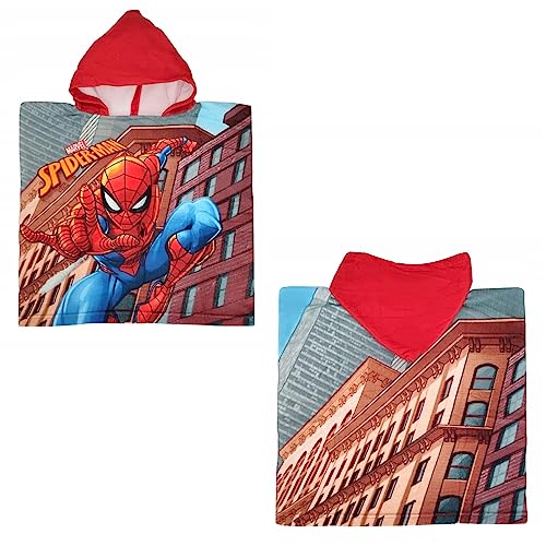 CARTOON Poncho Mare - Albornoz de microalgodón, para playa, piscina, 50 x 100 cm, Spiderman., talla unica