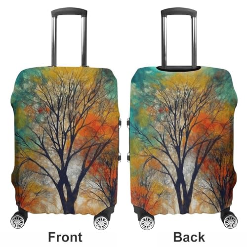 Travel Luggage Cover Elastic Washable Suitcase Cover Fashion Scratch-Resistant Baggage Covers Colorful Life Trees Suitcase Protector Fit 18-32 Inch Luggage3