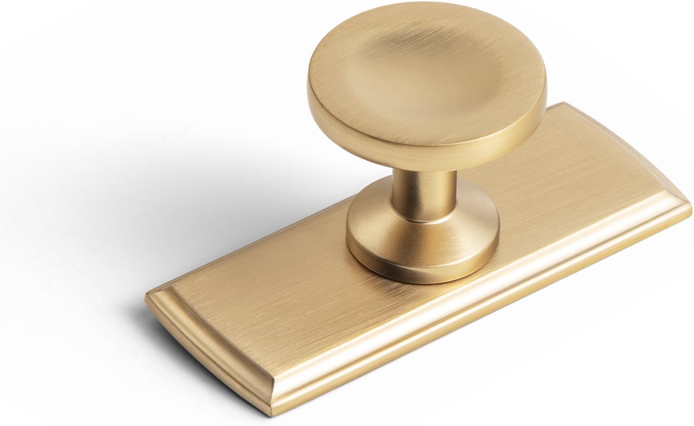 6 Pack Champagne Bronze Cabinet Knobs with Backplate, Modern Escutcheon Back Plate Drawer Pulls, Solid Zinc Alloy Rectangular Hardware for Kitchen Cupboard, Dresser, Wardrobe