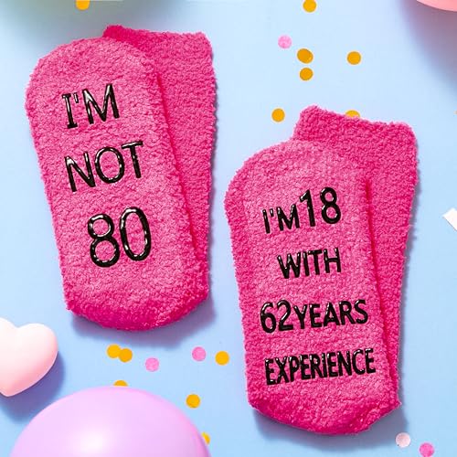 Moyel 80th Birthday Gifts for Women Funny Fluffy Socks for Women Unusual 80th Birthday Gifts for Mum from Daughter Ideas Unique Presents for 80 Year Old Woman Mum Grandma Auntie Friend - Image 2