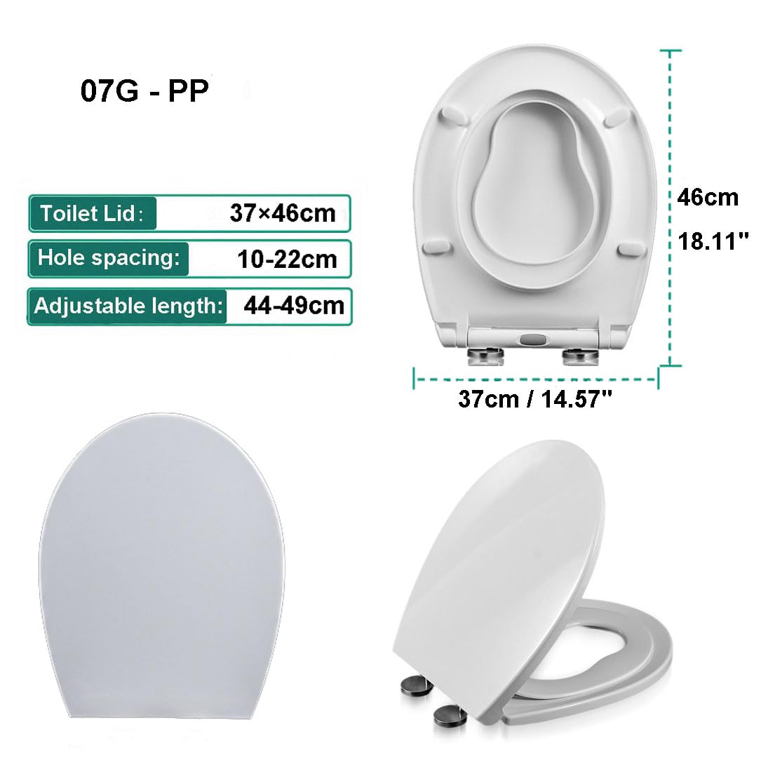 Sedile del WC Sedile WC allungato con sedile WC for bambini integrato, sedile WC for vasino for bambini piccoli, bambini e adulti Sedili WC in plastica bianca allungato a chiusura lenta 18,5", ovale