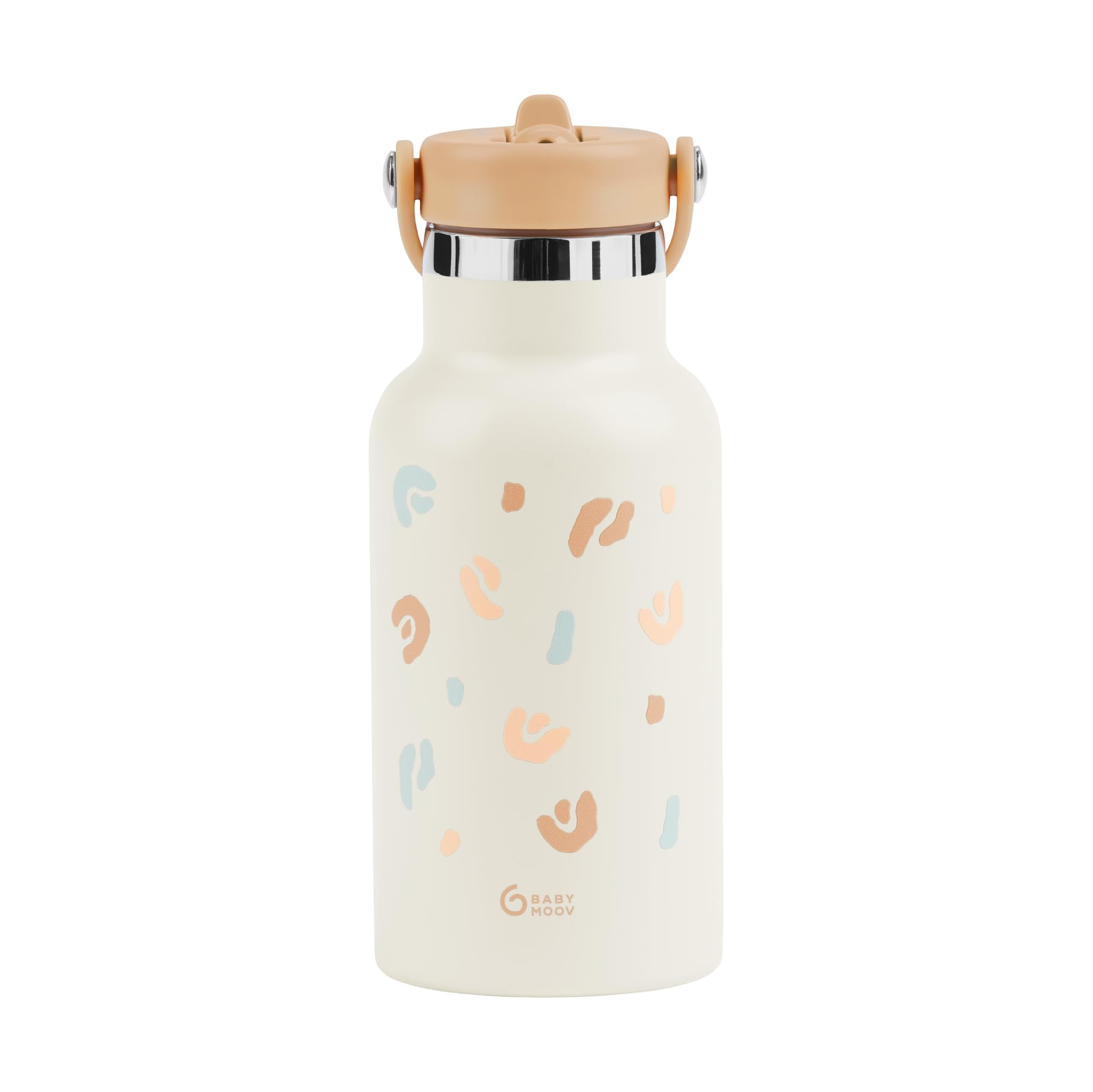 Babymoov Gourde Enfant Isotherme Inox 350ml - Anti Fuites - Gourde à Paille Intégrée - Garde 12h au Frais et 6h au Chaud - Poignée de Transport Goupillon et 2e Paille Inclus