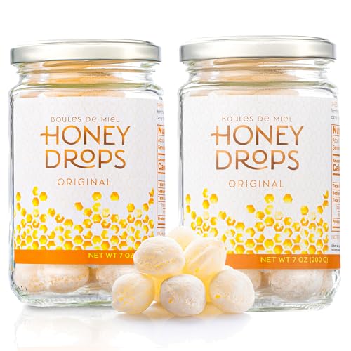 Gourmanity Honey Drops, Delectable Balls of Hard Honey Candy with Surprise Honey Filling, Carefully Crafted with Natural Honey, Made in Provence, France, 7oz (Pack of 2)