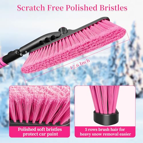 image for HEEYA 51 Inch Snow Brush for Trucks, Extendable Long Handle Ice Scrape