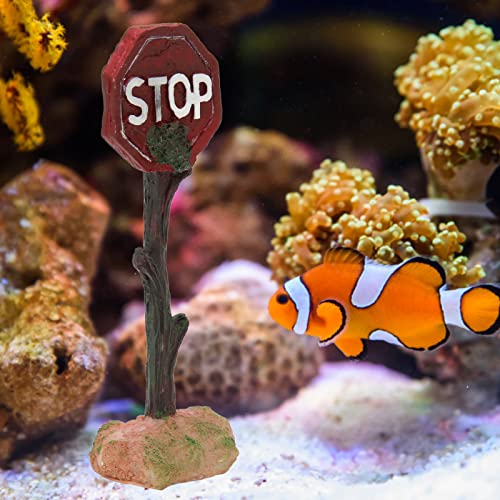 Image of HEEPDD Aquarium Warning Sign, Fish Tank Resin Landscape Decoration for Betta, 6.1x2.3x1.6 Inches