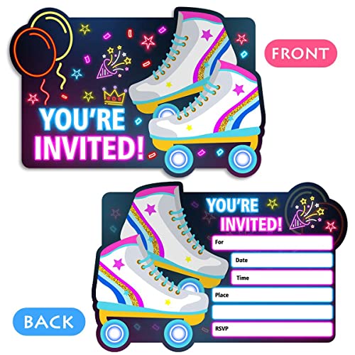 Roller Skating Birthday Party Invitations For Girls - Roller Rink Skate Party Invites - 30 Invite Cards With Envelopes #TOP1