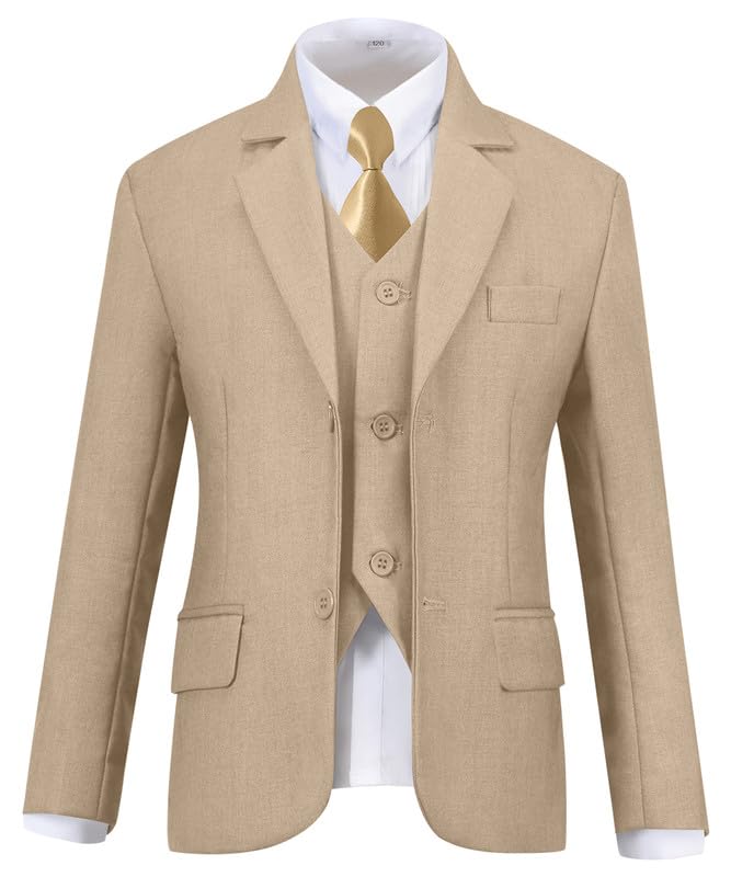 Image of Visaccy Boys Formal Suit Slim Fit Tuxedo Suits for Kids Ring Bearer Outfit
