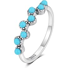 Silver Turquoise Statement Rings for Women Western Turquoise Ring Knuckle Thumb Ring Stackable Wedding Ring Turquoise Jewelry Accessories for Dresses