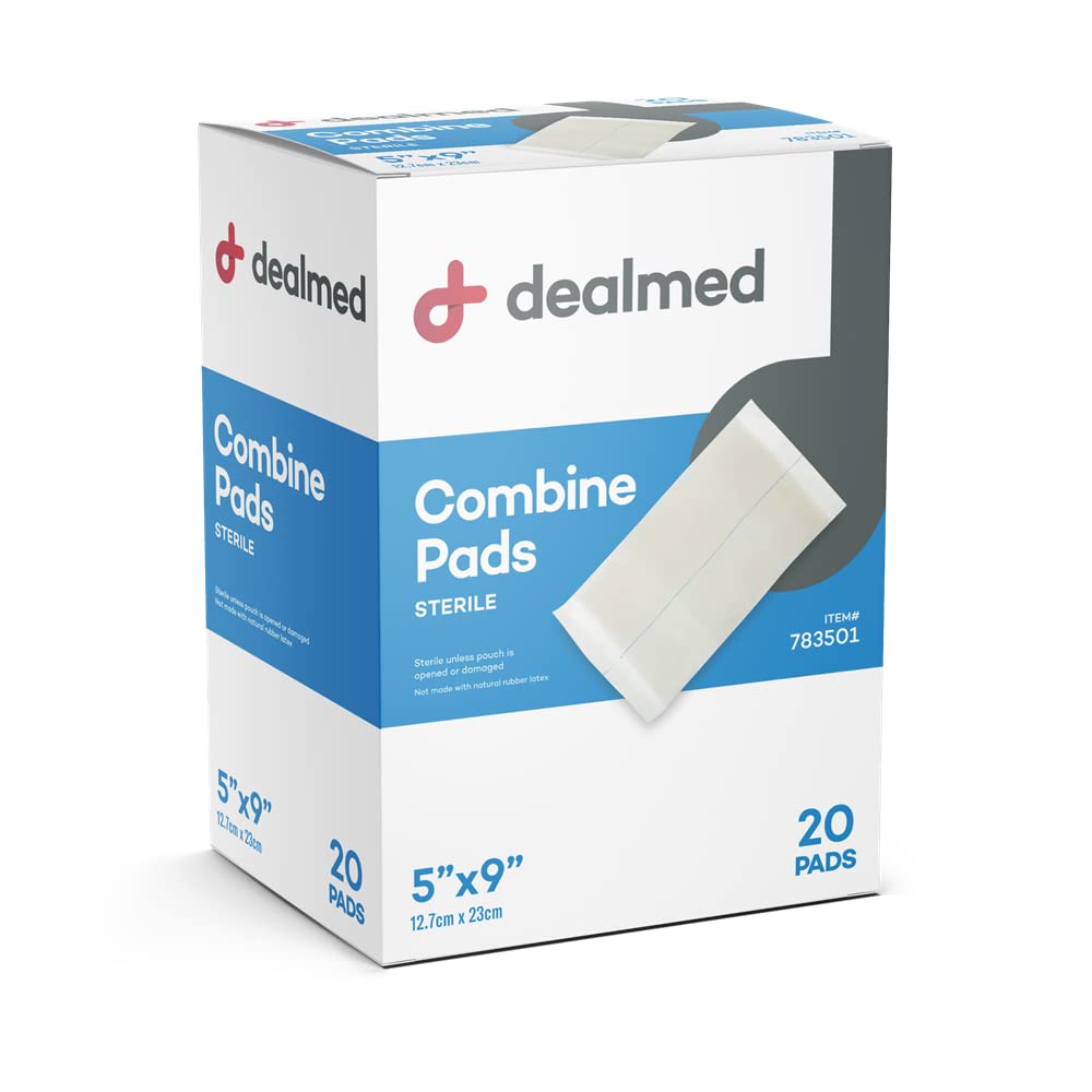 Dealmed Sterile Abdominal (ABD) Combine Pads, 20 Count, 5" x 9