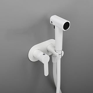 Grifo Bidet para Wc Empotrado Ducha Higienica para Wc Agua Fria Y Caliente Modo Dual,Blanco