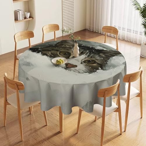 Nappe de table ronde lavable en machine pour stopper les taches de graisse - 4