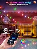 addlon 48FT Smart RGB Outdoor String Lights, Dimmable Patio Lights with 15 Waterproof Shatterproof LED Bulbs, Color Changing String Lights APP Control, Music Sync for Garden Yard Porch Party