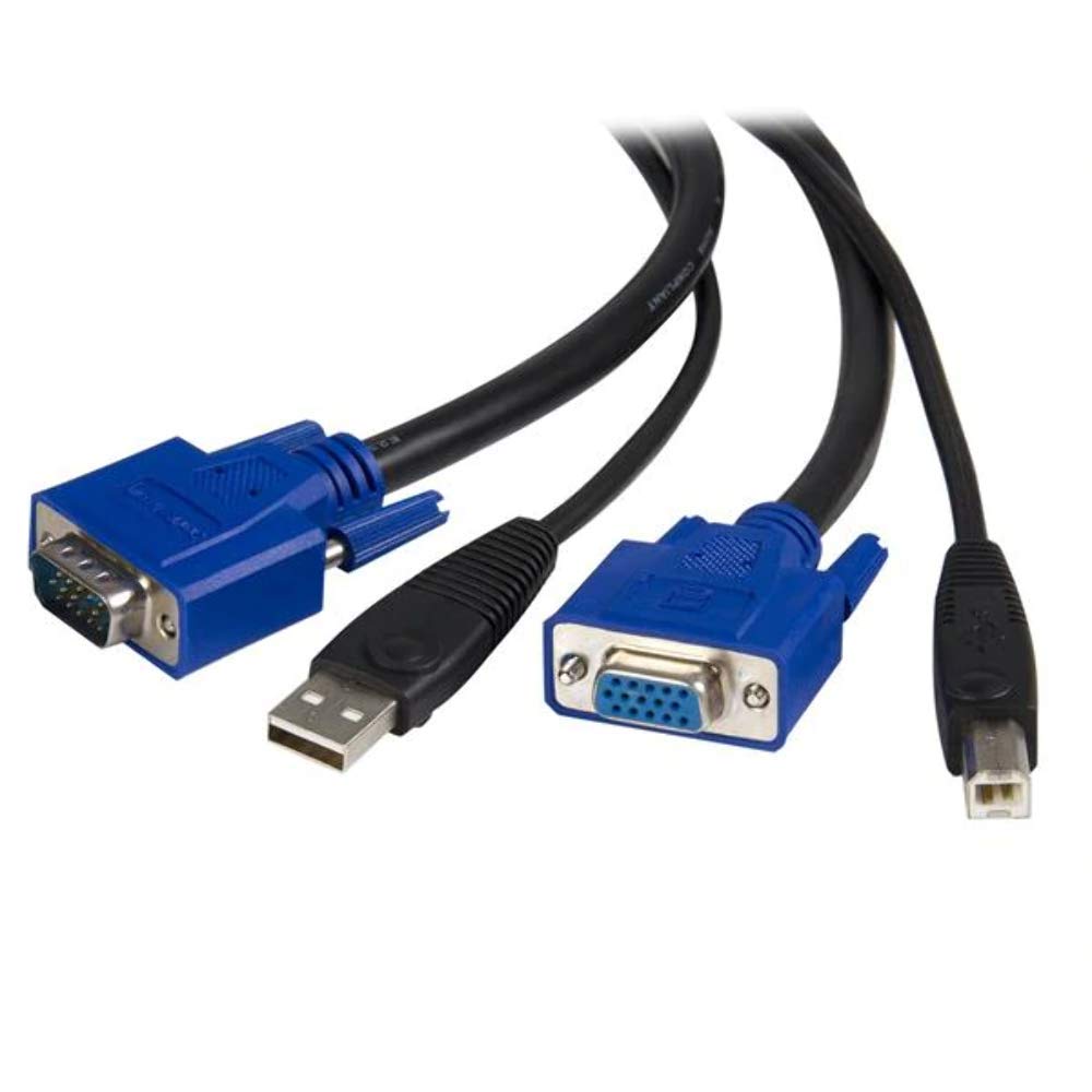 StarTech.com Startech 1.8m Male 15 Pin VGA, Male 4 Pin USB 2.0 Type A to Female 15 Pin VGA, Male 4 Pin USB B Black KVM Mixed Cable
