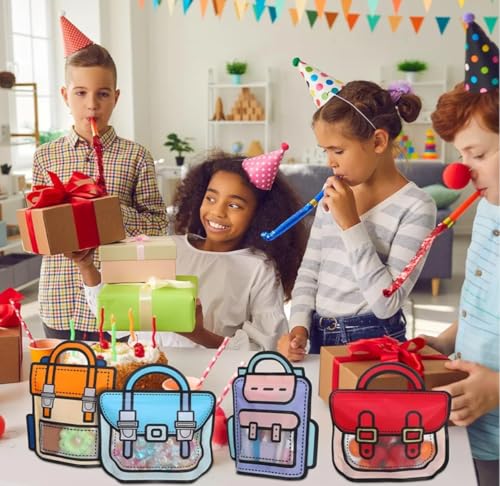 Image of VRB Dec Aluminum 48pcs Foil Guddy bags, return gift bags for kids birthday, Happy Birthday Party Return Gift Bags For Boys and Girls, Colorful Gift Bags (48 Pcs School Bag), Multicolor