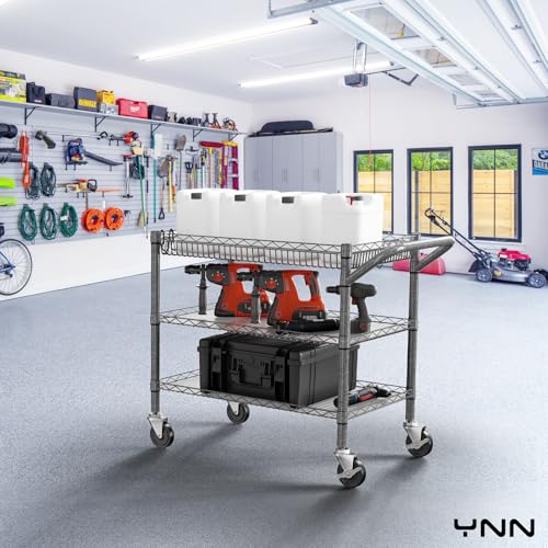 YNN-Rolling-Carts-with-Wheels3-Tier-Rolling-Cart-with-990lbs-Capacity-Heavy-Duty-NSF-Utility-Cart-Chrome-Trolley-Kitchen-Cart-Wire-Shelving-Bar-Storage-Carts-for-Kitchen-Office-OutdoorServing YNN Rolling Carts with Wheels3 Tier Rolling Cart with 990lbs Capacity Heavy Duty NSF Utility Cart Chrome Trolley Kitchen Cart Wire Shelving Bar Storage Carts for Kitchen Office OutdoorServing