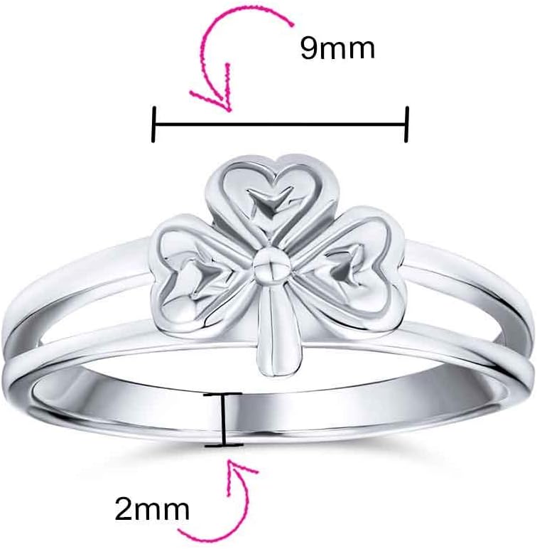 Bling Jewelry Delicate Saint Patricks Good Luck Celtic Irish Lucky Shamrock Clover Ring For Women Teens Oxidized .925 Sterling Silver