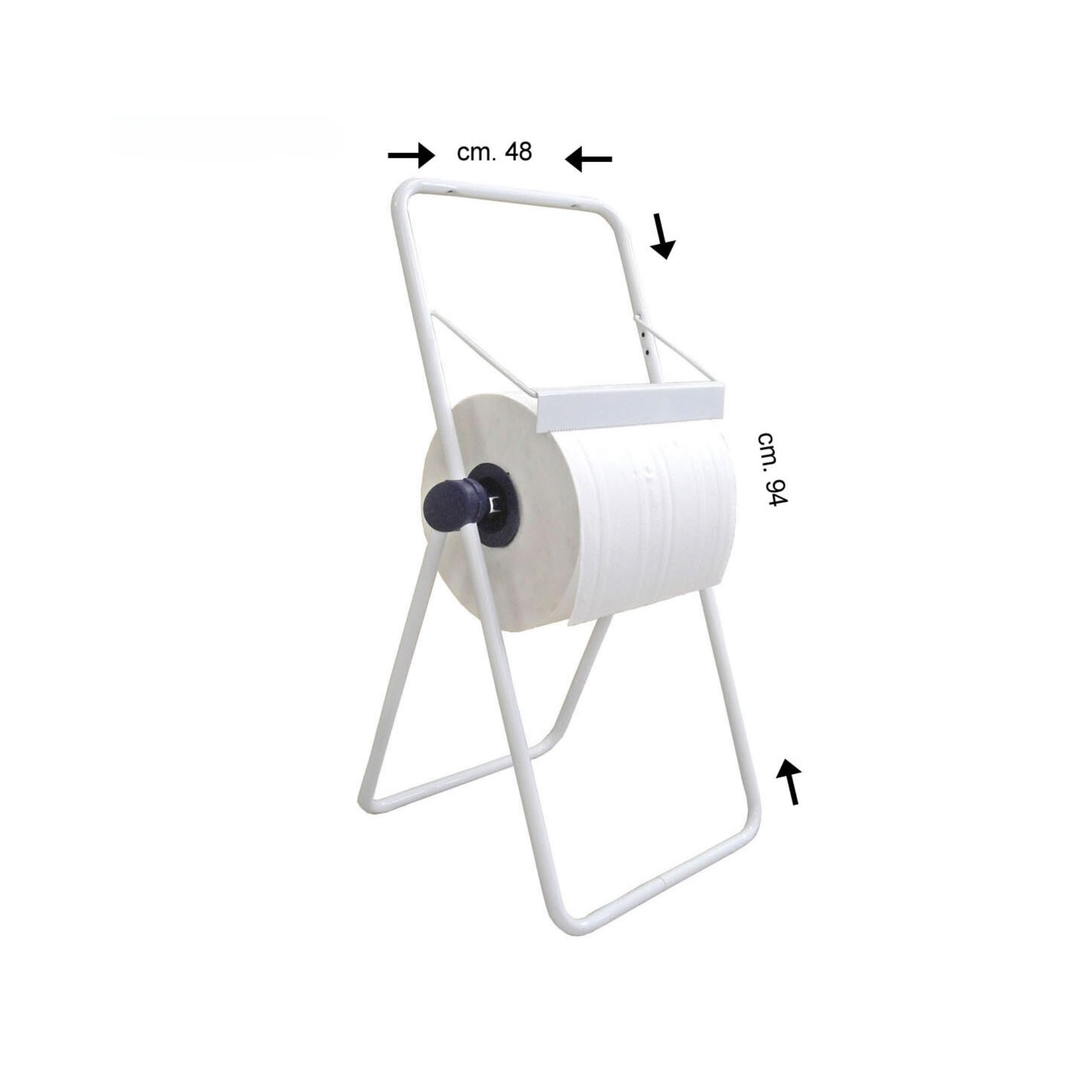 Tecnokit Dispensador portarrollos de suelo Max de acero, para bobinas de papel industrial de hasta 48 cm, estructura con recubrimiento en polvo de 48 x 94 cm, con piezas de montaje incluidas
