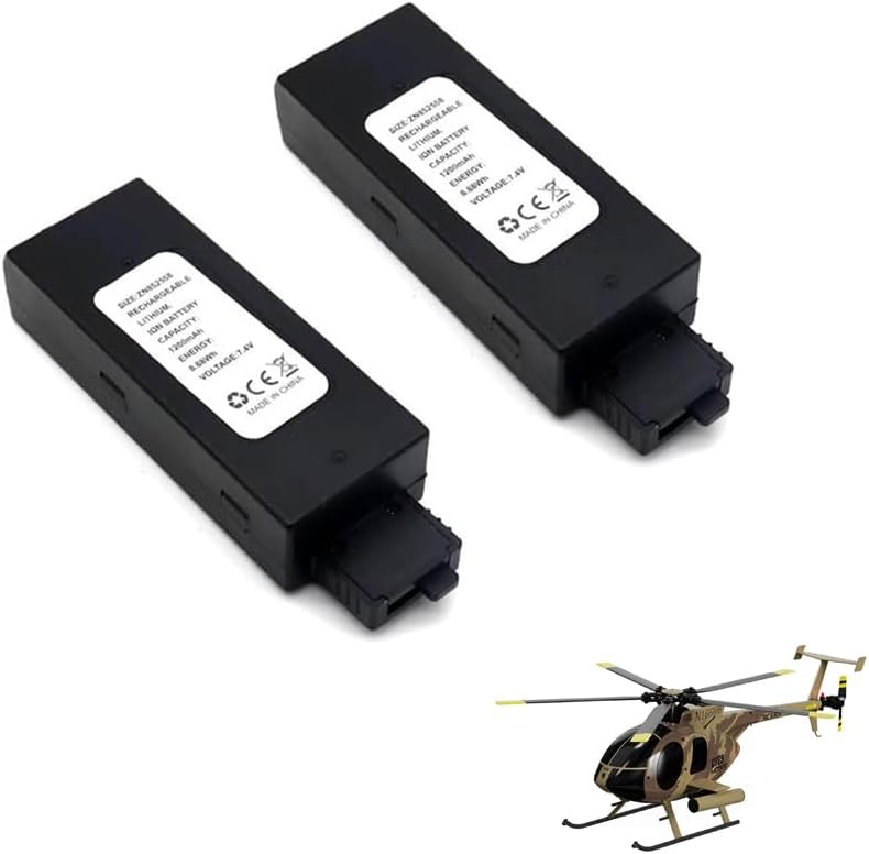 2 Pack Batteries for RC Helicopter C138 C190 C189 C186 C032 C123 C129 V2 K127 K170 (C123)