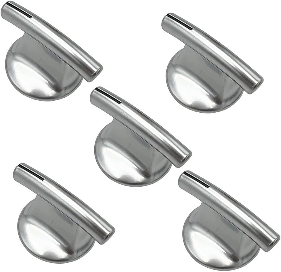 Replacement Compatible with (5) Stove Burner Knob Replacement for Jenn Air 74007918 Chrome Oven Control Knob