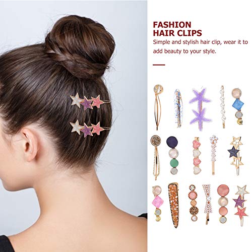 FRCOLOR 16Pcs Seashell Estrela Grampos de Cabelo Grampos De Strass Cristal Presilhas de Cabelo Pinos
