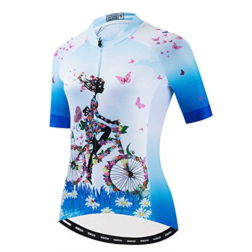 Women Cycling Jersey Top MTB Bicycle Clothing Female Team Cycle Wear Bike Blue M