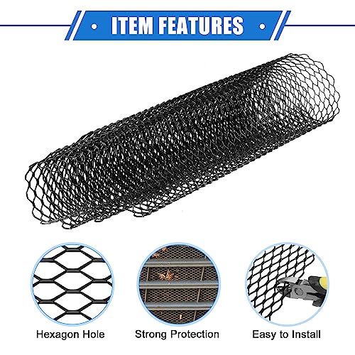 Image of Car Grill Mesh, 40x13 Inch 25x11mm Hexagon Hole Car Pickup Truck Grille Mesh Sheet Air Intake Insert Universal for Car Multifunctional Aluminum Alloy Black