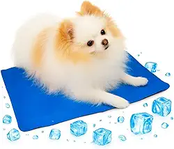 Tapete Gelado Refrescante para Cães e Gatos Colchonete com Resfriamento Automático Azul para Pets no Verão