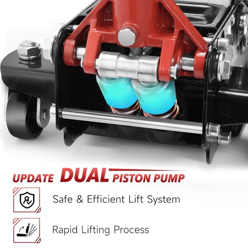 Rengue RG-HJK01 Dual Pistons Low Profile Car Jack Hydraulic 3 Ton/6000 Lbs Capacity, Lifting Range 2.95"- 18.3", Floor Jack Lift thumb #2