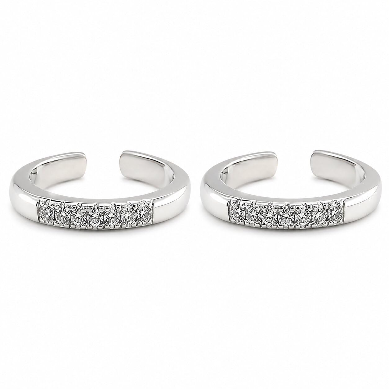 sahiba gems 925 Sterling Silver Designer Toe Rings for Women | White Sparkling Zircon Band Bichiya | Pair of 2 | Lightweight & Skin Friendly I Naver Black-picture-30