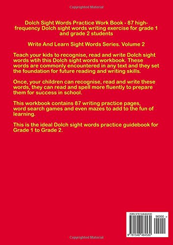 Dolch Sight Words Practice Work Book: 87 High-frequency Dolch Sight Words Writing Exercise For First And Second Grade Students (Write And Learn Sight Words Series) - Image 2