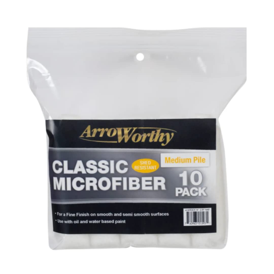 Arroworthy Unisex Classic Microfiber Mini Rod Style Roller Sleeve 10 Pack-Medium Pile