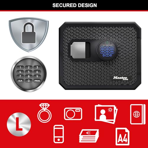 Master Lock zertifizierter feuerfester und wasserdichter Tresor, 23L, 417 x 348 x 478 mm, digitale Kombination mit beleuchtetem Tastenfeld… – Ansicht 5
