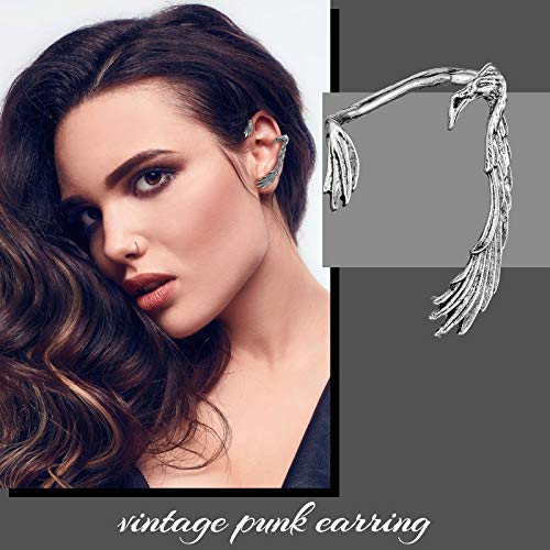 8 Pcs Punk Earrings Dragon Ear Cuff Vintage Retro Snake Bat Crow Ear Climber Earrings Gothic Ear Clip Wrap for Women Men Party Dress4