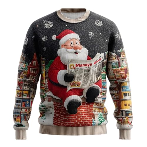 Weihnachtspullover Herren Sweatshirt Lustig Ugly Christmas Sweater Mit...