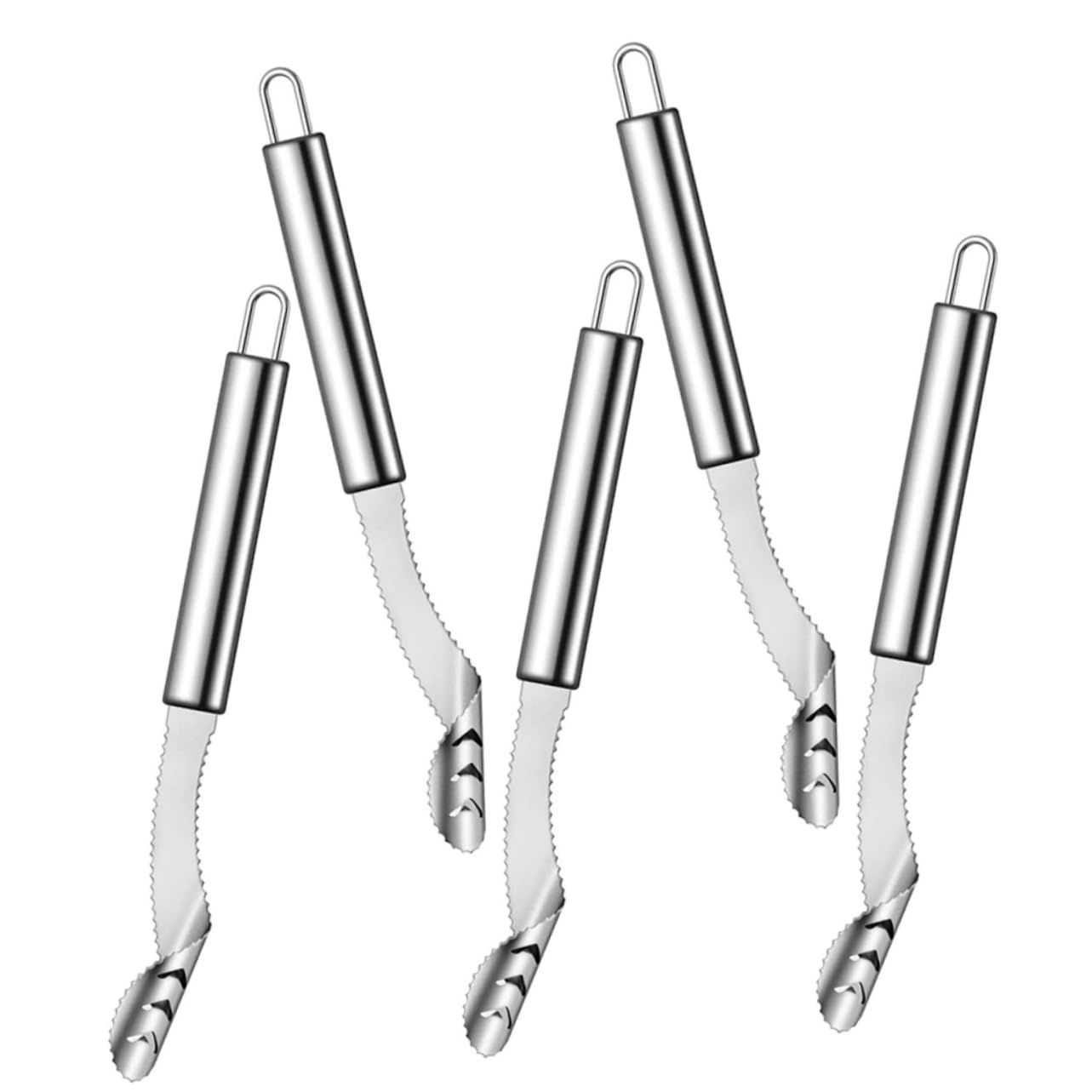 COLLBATH 5Pcs Stainless Steel Pepper Core Remover Kitchen Tool for Easy Chili Deseeding Manual Corers for Efficient Vegetable Prep Space Saving Design with Comfortable Handle