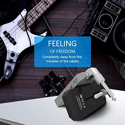Getaria 5.8GHz Wireless Guitar System Rechargeable Audio Guitar System Wireless Digital Transmitter Receiver Set for Electric Guitar Bass (Silver Black) - Thumbnail 6
