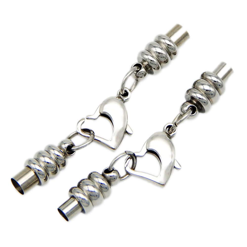 5pcs Stainless Steel Jewelry Clasps,Leather Cord End Cap Integral Lobster Claw Clasp for Jewelry Making (#1 Steel Color, Fit 3mm Cord)