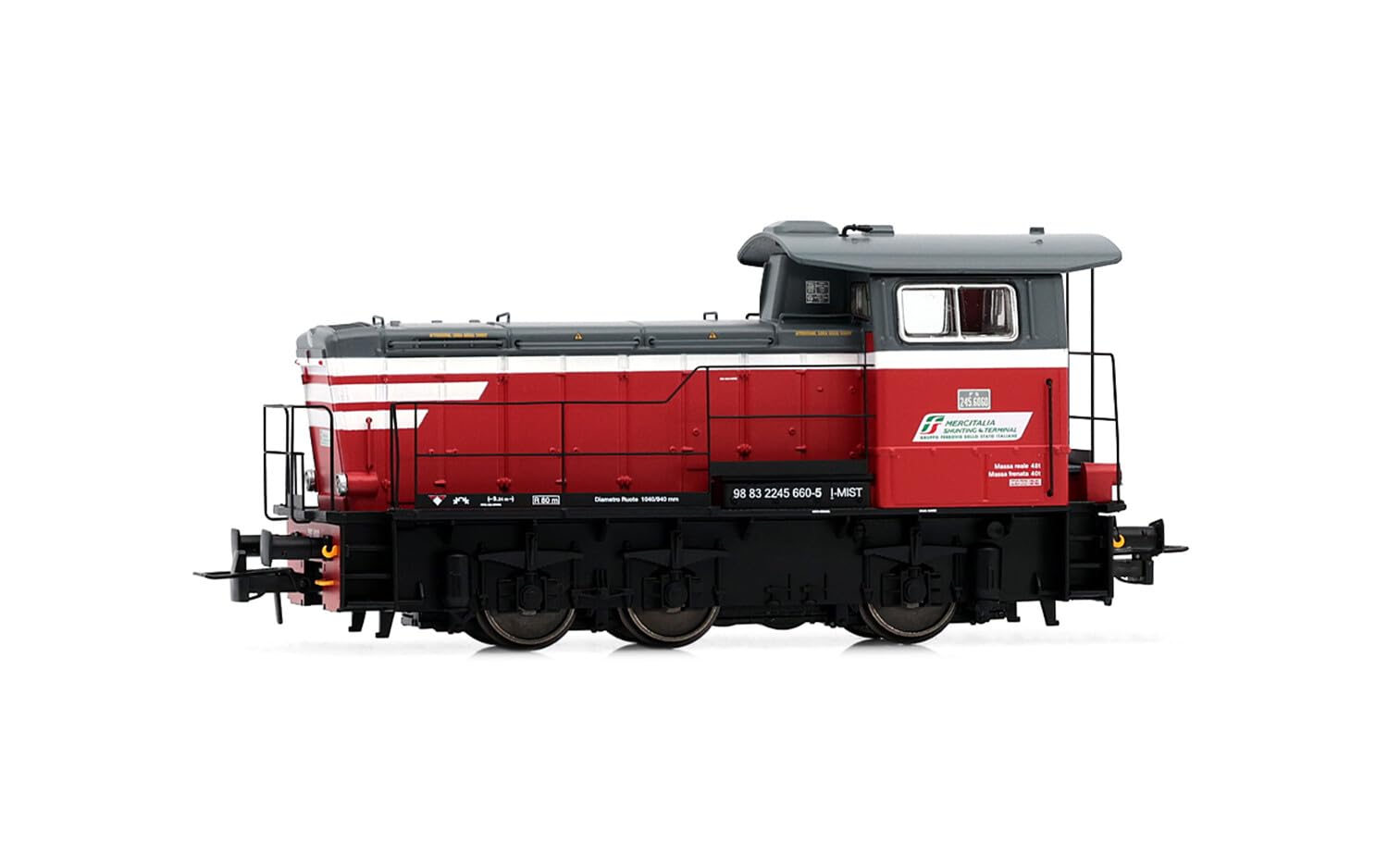 Rivarossi Hr2932 Mercitalia S&T, Locomotiva Diesel da Manovra Classe 245, Livrea Rosso, Grigio Scuro Con Strisce Bianche, Episodio Vi Loco, Diesel