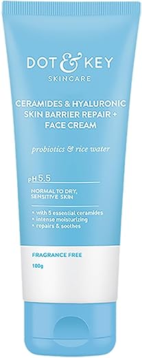 Dot & Key Ceramides Moisturizer with Hyaluronic for Intense Moisturizing and Skin Strengthening | With Probiotic & Rice Water I Barrier Repair…